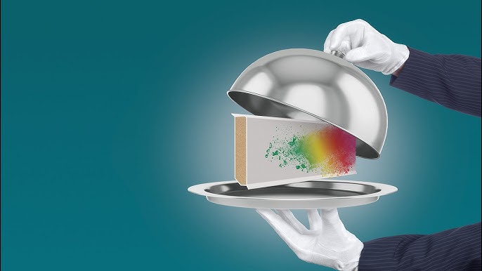 Staged product presentation of an innovative composite material under a serving dome. The image symbolizes technical performance, material diversity and design flexibility.
